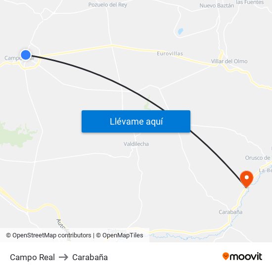 Campo Real to Carabaña map