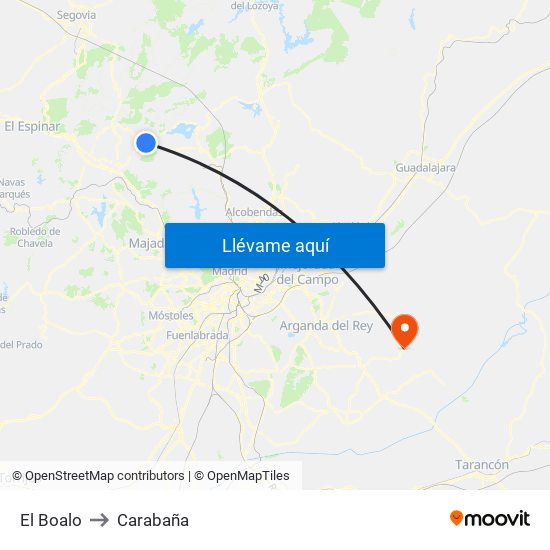 El Boalo to Carabaña map