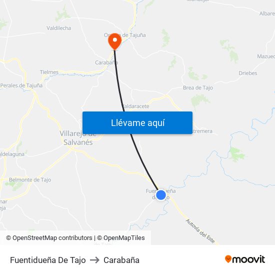 Fuentidueña De Tajo to Carabaña map