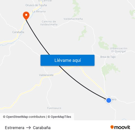 Estremera to Carabaña map