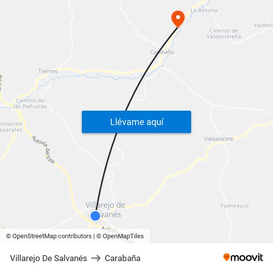 Villarejo De Salvanés to Carabaña map