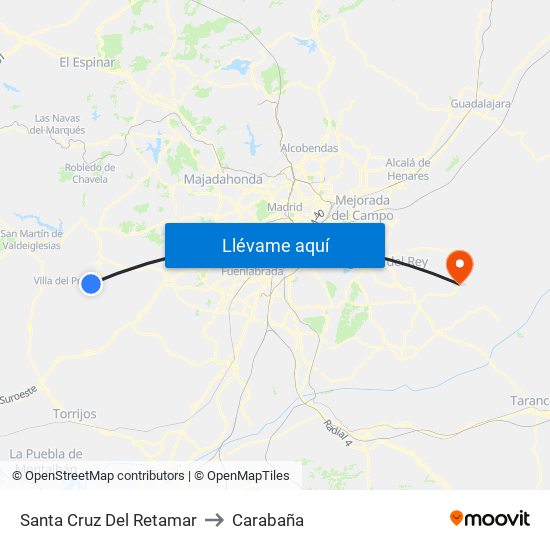 Santa Cruz Del Retamar to Carabaña map