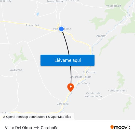 Villar Del Olmo to Carabaña map