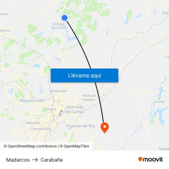 Madarcos to Carabaña map