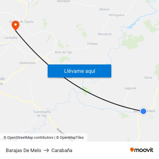 Barajas De Melo to Carabaña map