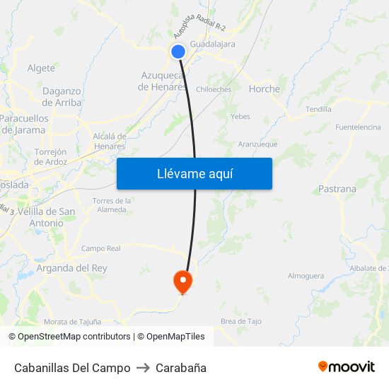 Cabanillas Del Campo to Carabaña map