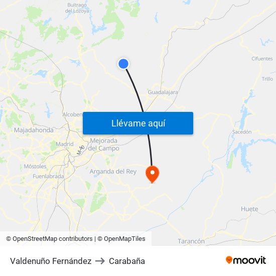 Valdenuño Fernández to Carabaña map