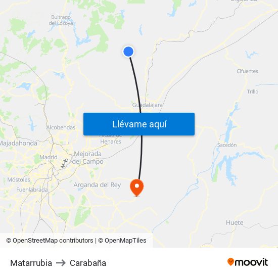 Matarrubia to Carabaña map