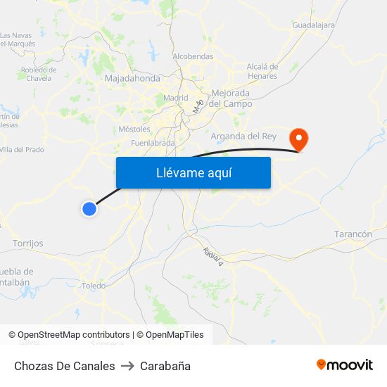 Chozas De Canales to Carabaña map