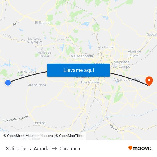 Sotillo De La Adrada to Carabaña map