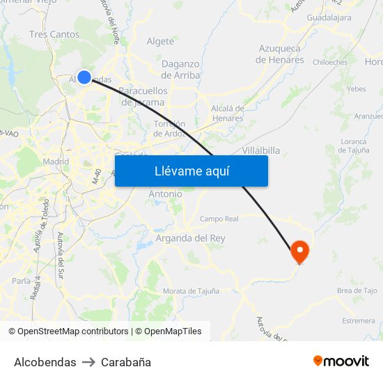 Alcobendas to Carabaña map