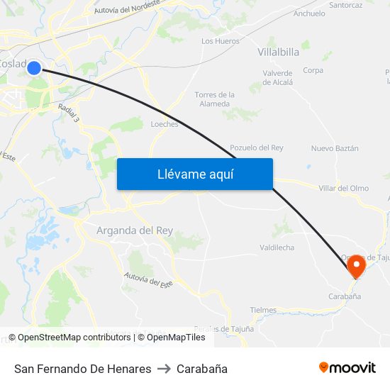 San Fernando De Henares to Carabaña map