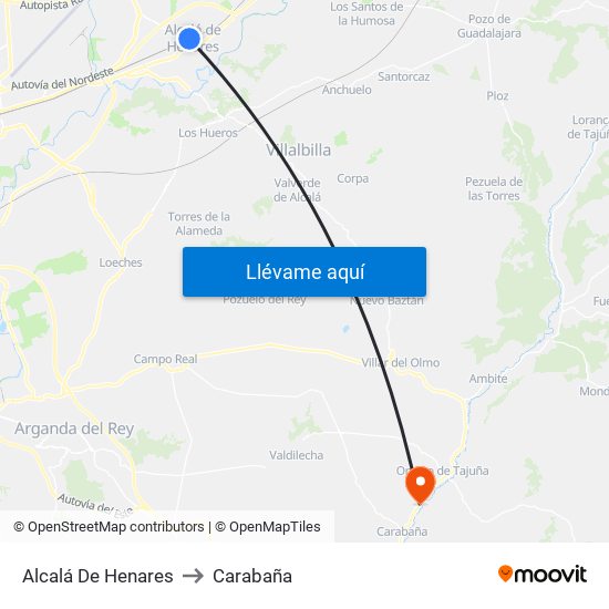 Alcalá De Henares to Carabaña map