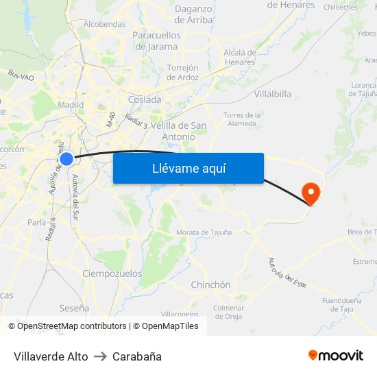 Villaverde Alto to Carabaña map