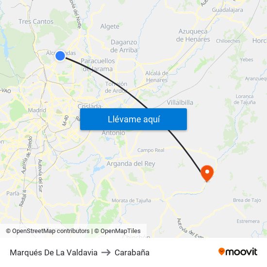 Marqués De La Valdavia to Carabaña map