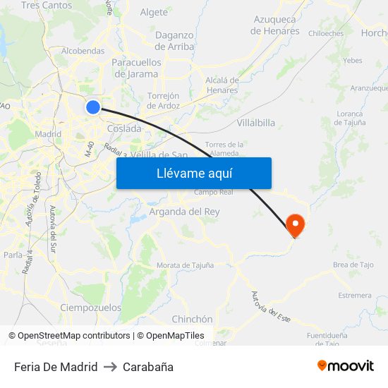 Feria De Madrid to Carabaña map