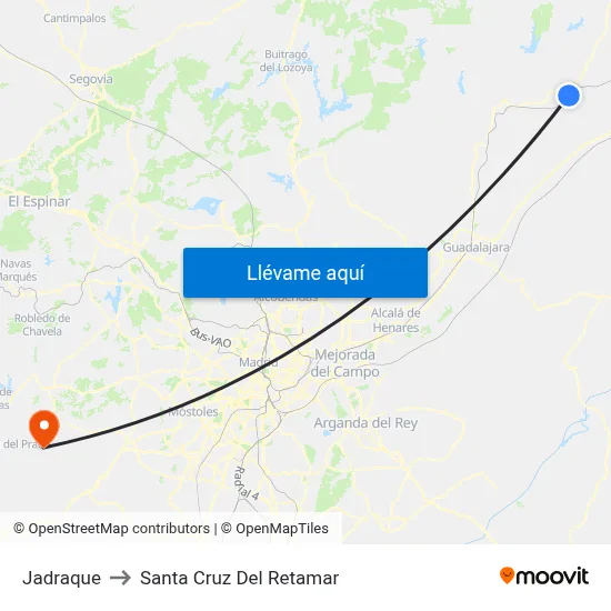 Jadraque to Santa Cruz Del Retamar map
