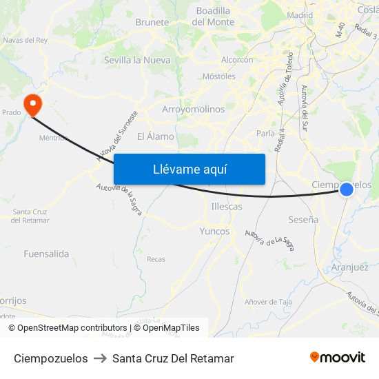 Ciempozuelos to Santa Cruz Del Retamar map
