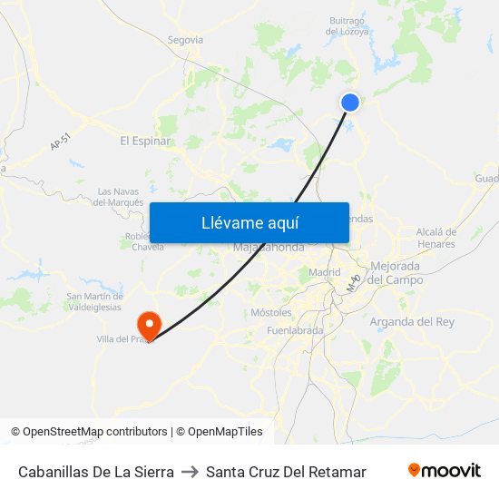 Cabanillas De La Sierra to Santa Cruz Del Retamar map