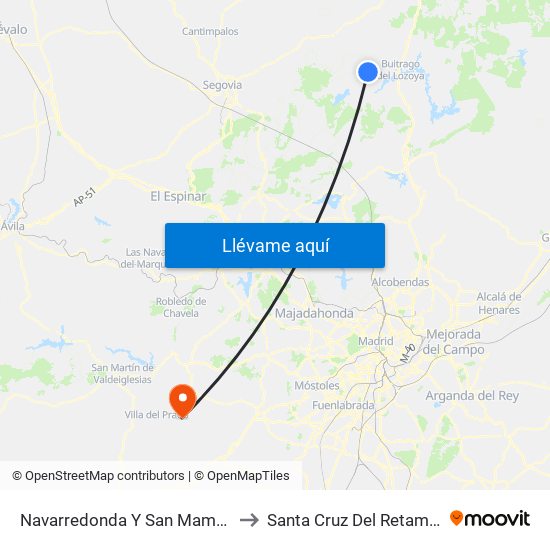 Navarredonda Y San Mamés to Santa Cruz Del Retamar map