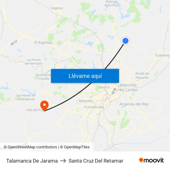 Talamanca De Jarama to Santa Cruz Del Retamar map