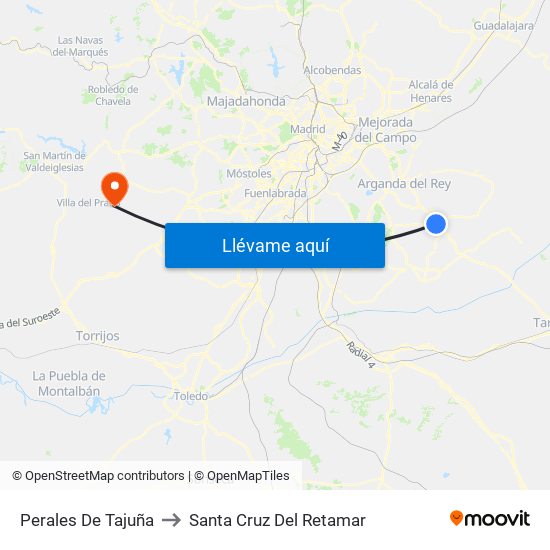 Perales De Tajuña to Santa Cruz Del Retamar map