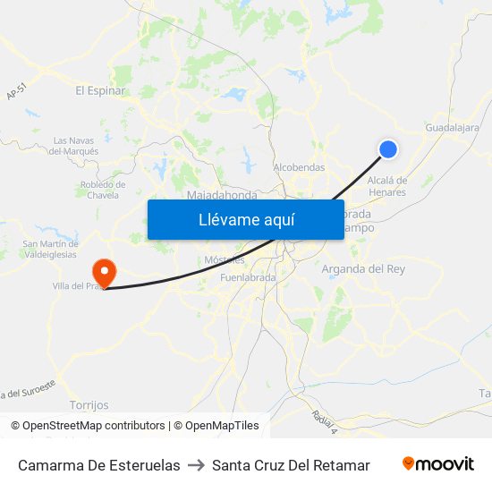 Camarma De Esteruelas to Santa Cruz Del Retamar map