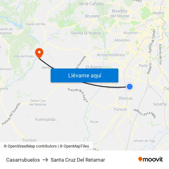 Casarrubuelos to Santa Cruz Del Retamar map
