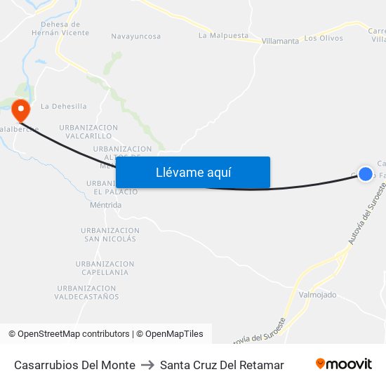 Casarrubios Del Monte to Santa Cruz Del Retamar map