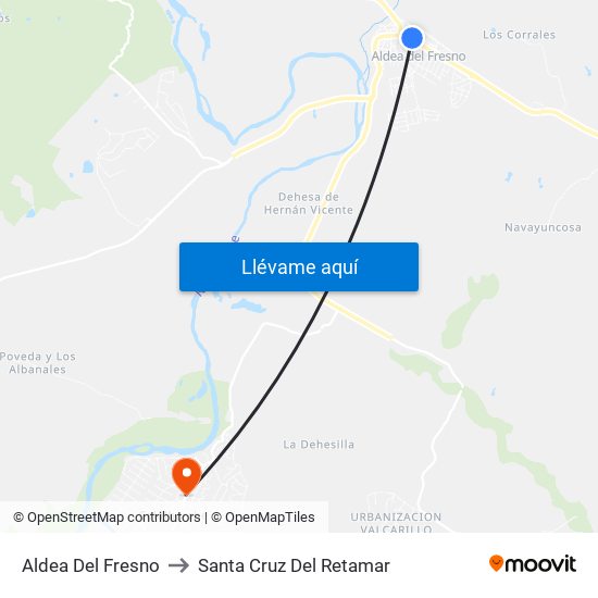 Aldea Del Fresno to Santa Cruz Del Retamar map
