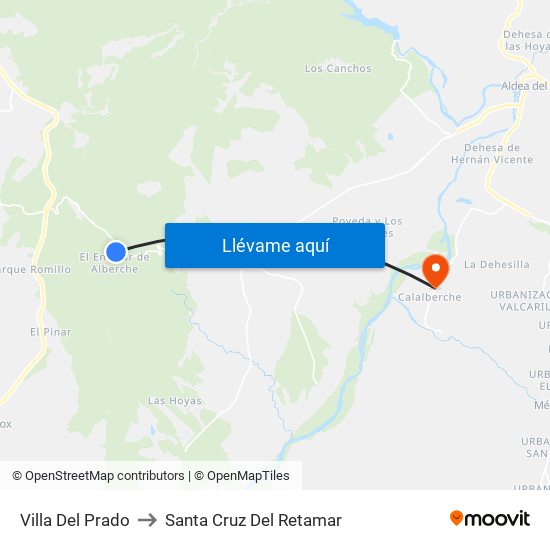 Villa Del Prado to Santa Cruz Del Retamar map
