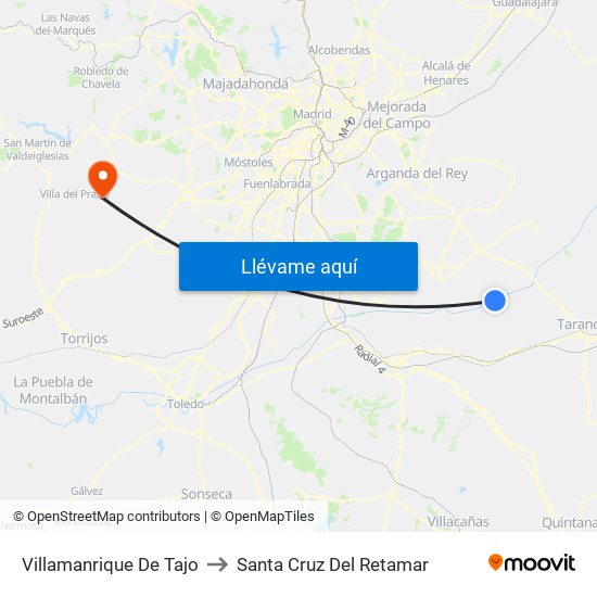 Villamanrique De Tajo to Santa Cruz Del Retamar map