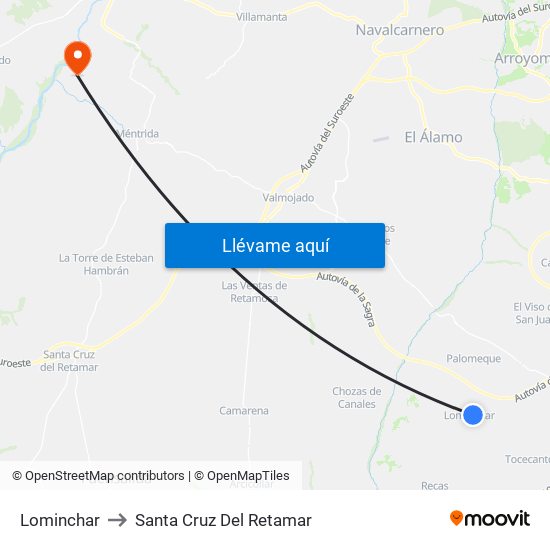 Lominchar to Santa Cruz Del Retamar map