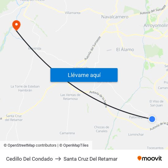 Cedillo Del Condado to Santa Cruz Del Retamar map