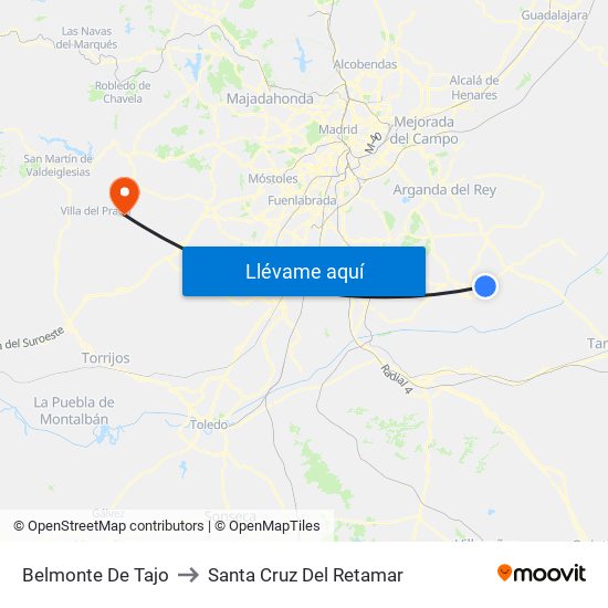 Belmonte De Tajo to Santa Cruz Del Retamar map