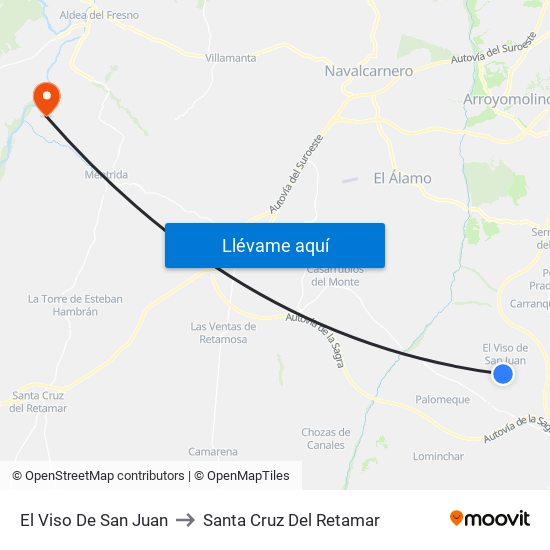 El Viso De San Juan to Santa Cruz Del Retamar map