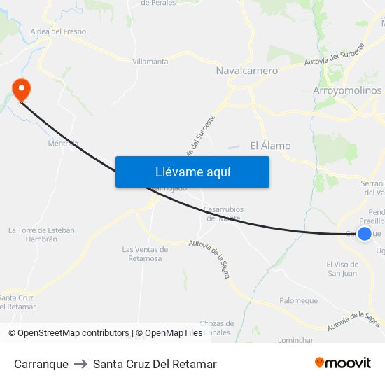 Carranque to Santa Cruz Del Retamar map
