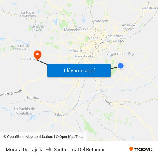 Morata De Tajuña to Santa Cruz Del Retamar map