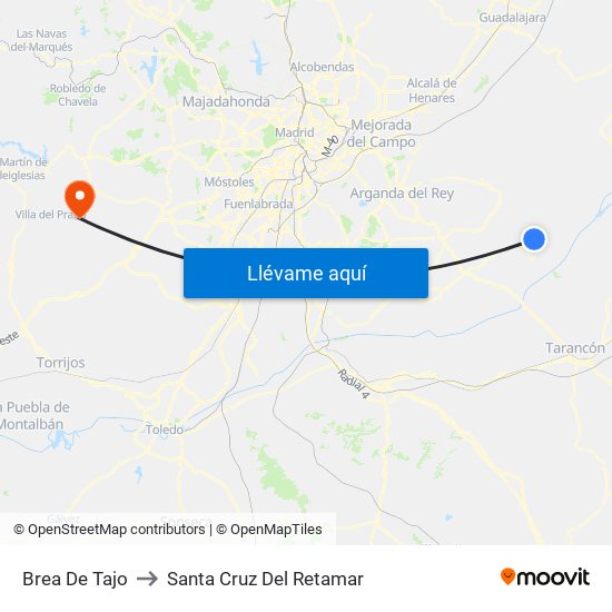 Brea De Tajo to Santa Cruz Del Retamar map