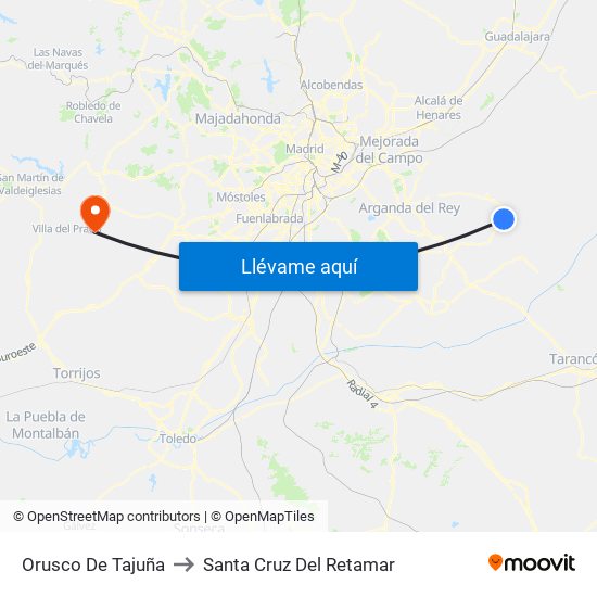 Orusco De Tajuña to Santa Cruz Del Retamar map