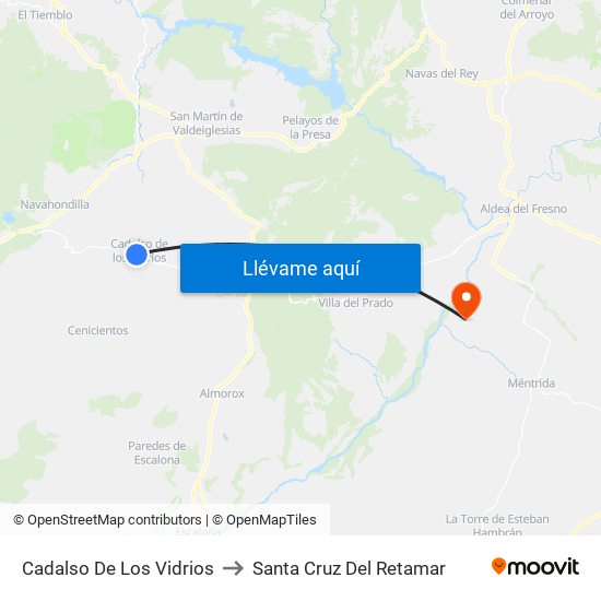 Cadalso De Los Vidrios to Santa Cruz Del Retamar map
