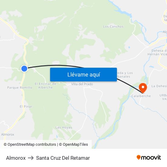 Almorox to Santa Cruz Del Retamar map