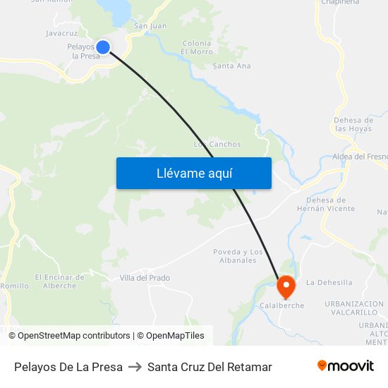 Pelayos De La Presa to Santa Cruz Del Retamar map