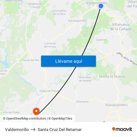 Valdemorillo to Santa Cruz Del Retamar map