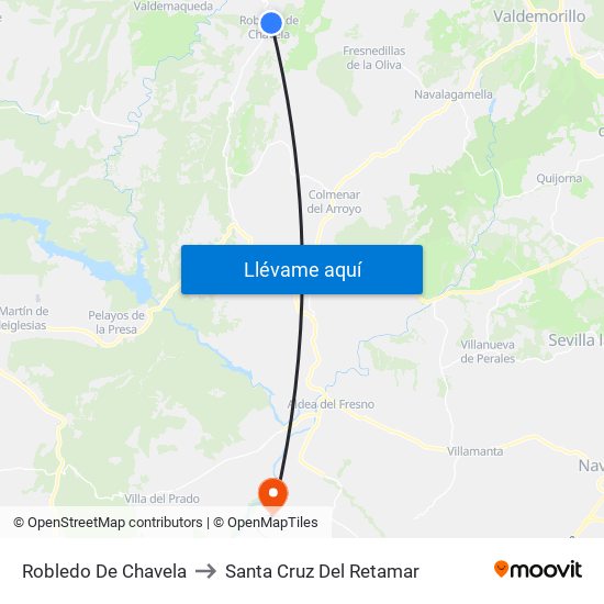 Robledo De Chavela to Santa Cruz Del Retamar map