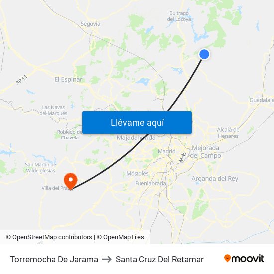 Torremocha De Jarama to Santa Cruz Del Retamar map