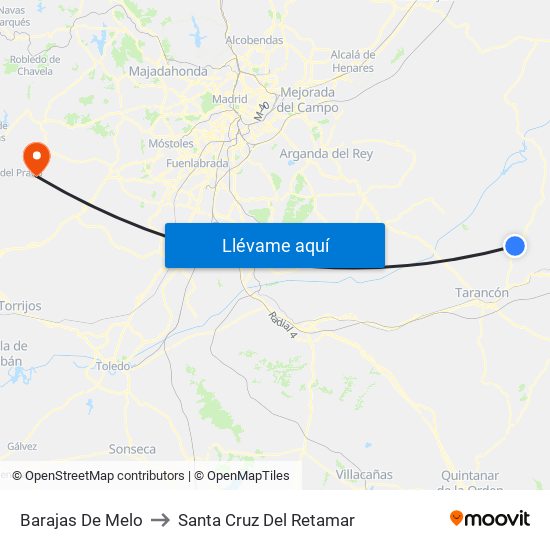 Barajas De Melo to Santa Cruz Del Retamar map