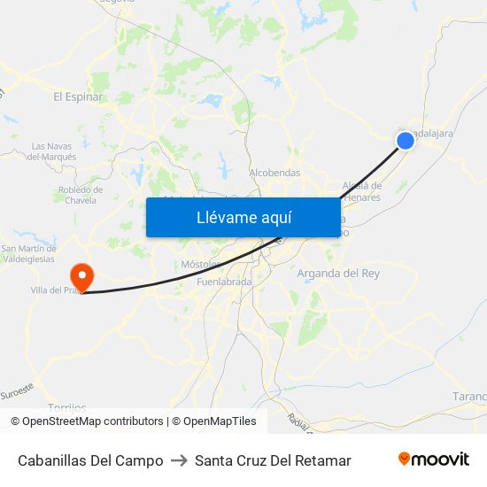 Cabanillas Del Campo to Santa Cruz Del Retamar map