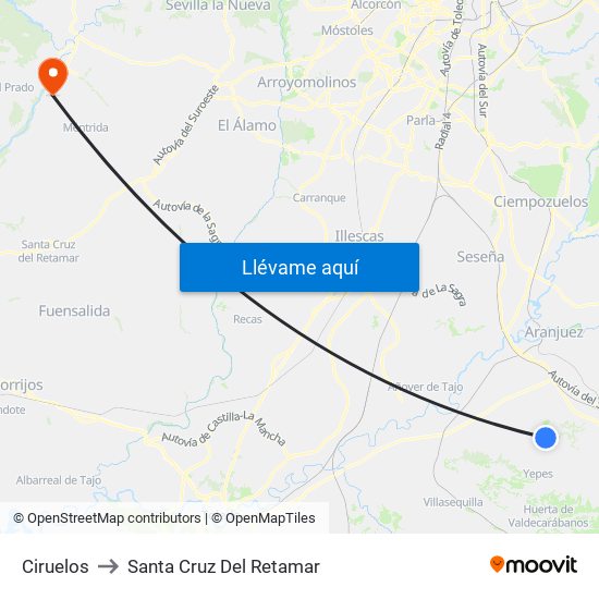 Ciruelos to Santa Cruz Del Retamar map