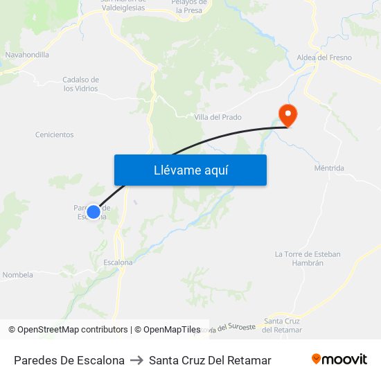 Paredes De Escalona to Santa Cruz Del Retamar map